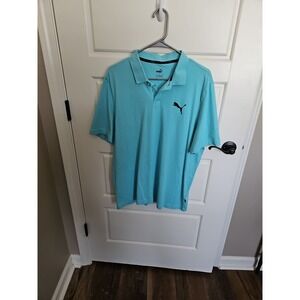 Puma Men's Turquoise Blue Pique Polo Shirt Size XL